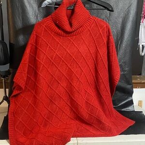 LOFT Vibrant Red Cowl Neck Sweater